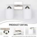 2 Light Brushed Nickel Vanity Lights for Bathroom, Modern Bathroom Light Fixtures Over Mirror, Vanity Light with Milky White Glass Shades, Farmhouse Wall Lights, E26 Socket
