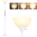 LALISU Floor Lamp, LED Standing Lamp 3 Way Dimmable Brightness Floor Lamp Rotary Switch Floor Lamps Modern Industrial Lamp with Shade, Tall Lamps for Living Room Bedroom Office Dining Room (White)