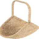 Household Essentials Woven Seagrass Flower Basket with Detachable Handle