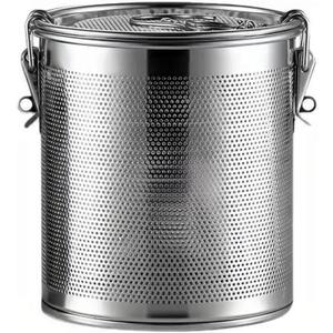 Seasoning Strainer, Stainless Steel Spice Filter, Cooking Spice Filter, Mesh Design Tea Ball Strainer Soup Seasonings Seperation Basket Filter with Chain Hook for Home Restaurant (14x14cm-(2.1L))