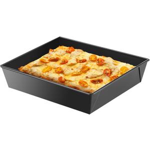 1 Pcs Detroit Style Pizza Pan 10 x 8 x 2.4 Inch Non Stick Rectangle Deep Pizza Pans Pre Seasoned Sicilian Style Pan Dish Bakeware Kitchenware (Black)