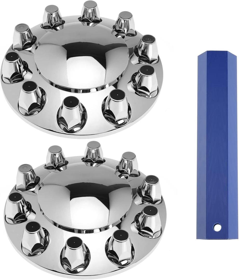 Chrome Front Axle Wheel Cover Hubcap Hub Cap for Semi for Truck 33mm Lug Nuts (Standard)