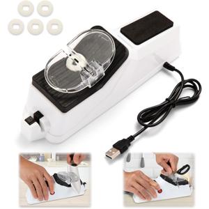 Electric Knife Sharpener,(USB) Double Sided Knife Sharpener, Quick Sharpening & Polishing, With Protective Cover 5pcs grindstone