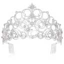 Princess Crown Tiaras for Women Girls, Silver Bubble Tiara Crystal Queen Crown Headband, Prom Birthday Party Wedding Halloween Costume Accessories for Women (Silver (3.43 Inches in Height))