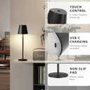 Kakanuo Cordless Table Lamp,Portable LED Battery Operated Lamp, Wireless Rechargeable Lamp, 3 Color Stepless Table Lamp for Restaurant, Bar, Party, Camping and Bedroom - Black