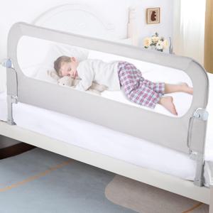 NUTIKAS Baby Bed Rail Guard for Toddlers - 58.7" Toddler Bed Rails for Twin, Full, Queen, King Bunk Size Bed Swing Down Bedrail Extral Tall Child Safety Side Railing Guards for Kids, 59 Inch