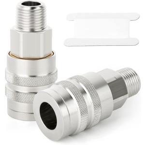 GASHER 2PCS 1/2-Inch Male Industrial Coupler, 1/2 Basic Flow Quick Connect Air Coupler