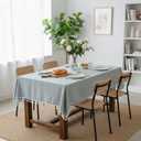 Linen Rectangle Table Cloth Neutral Textured Rustic Tablecloth, Wrinkle Free Washable Burlap Table Cover with Tassels for Kitchen Dining Holiday Parties55 x 87 inch, 6-8 Seats, Grey