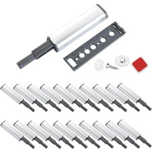 20 Pack Magnetic Push Latches for Cabinet, Push to Open Door Latch - Heavy Duty Push Release Catches Kitchen Drawer Pop Out Latch, Gray