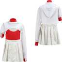 Dagmar Girls' Christmas Costume, Children's Cheerleader, Mesh Top, Short Skirt, Hooded Coat Set (4-5 Years, Red)