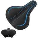 Gel Bike Seat Cover Padded Bicycle Seat Covers for Men – Comfort Extra Soft Padded Gel Bicycle Seat Pad – Spin Bike Seat Cushion Pads – Cycling, Spinning Class, Exercise Bike Stationary Cycle (Black)