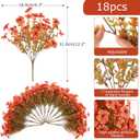 Hananona 18 Pcs Artificial Mum Flowers for Outdoors, Faux Fall Mums Silk Flower for Outside, Fake Orange Flowers for Fall Patio Front Door Planter Autumn Halloween Home Decorations (18, Orange)