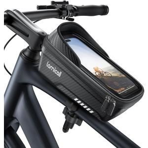 Lamicall Bike Frame Bag Waterproof - [1s Release] [2 in 1] Bike Phone Bag, Bike Phone Holder Mount, Bicycle Top Tube Bag, Cycling Pouch with Rain Cover, Bike Accessories for Phones Under 7" (Medium)