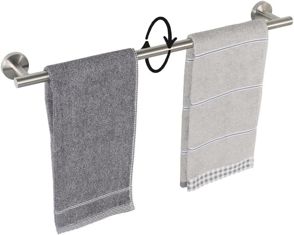 TocTen Bath Towel Bar - Thicken SUS304 Stainless Steel Bathroom Towel Holder, Towel Rod for Bathroom Heavy Duty Wall Mounted Towel Rack Hanger (24IN, Brushed Nickel) 