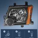 Nilight Headlight Assembly Compatible with 2005 2006 2007 2008 2009 2010 2011 2012 2013 2014 2015 Nissan Xterra OE Style Replacement Black Housing Amber Reflector Headlamp Passenger and Driver Side