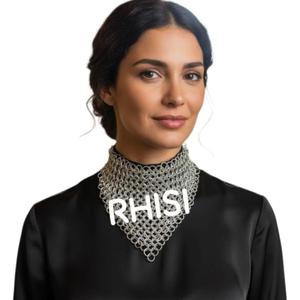 Anodized Aluminum Chainmail Neckband  Lightweight Butted Maille Jewelry Necklace for Women, Medieval-Inspired Costume and Casual Wear