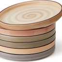 Sweese 7.8 Inch Porcelain Dessert Plates Set of 6 - Gradient Salad Plates, Microwave & Dishwasher Safe, Scratch-Resistant, Elegant High-Edge Design for Appetizers, Cakes, Pasta - Neutral