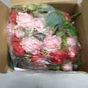 Zeyune 8 Pack 12 Inch Mini Red and Pink Artificial Rose Bouquet 80 Heads Fake Silk Roses Flowers Bunches with Stems Wedding Bouquets for Bride Bridesmaid Valentine's Day Decorations