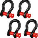 VEVOR 1/2" D-Ring Shackle, 4 Pack Alloy Steel Shackles 17637 lbs (8 Ton) Break Strength with 5/8" Screw Pin, Heavy Duty Off Road Vehicle Recovery Shackle, Towing Accessories for Jeep Truck, Black