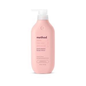 Method Body Lotion, Pure Peace, Rose Water, Peonies + Pink Sea Salt notes, 24 Hours of Moisture, 14 oz