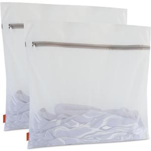 Polecasa 2Pcs 24 x 24 Inches Extra Durable Fine Mesh Laundry Bags with Sturdy Zipper for Delicates, Extra Large Laundry Room Essentials for College, Dorm (2 X-Large)