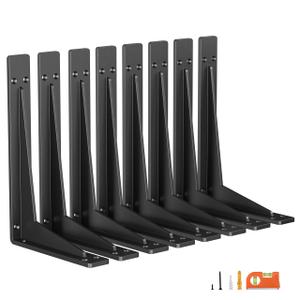 NEODROP 18 Inch Heavy Duty Shelf Brackets, Premium Metal Wall Bracket for Mantel, Countertop Support, Garage Storage Shelves | High Strength Corner Brace | 8-Pack Floating Shelf Hardware