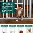 BABELIO 29-48" Extra Wide Baby Gate with Cat Door,Auto Close Metal Pet Door for Stairs, Doorways, House, Pressure/Hardware Mounted, Easy Walk Thru, White
