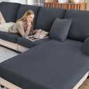 Sectional Couch Covers for Sofa Cushion L Shaped Couch Cover Washable Soft Couch Cushion Covers Stretch Sofa Slipcovers with 2 Pcs Pillowcases(3-Piece 2 Seater + 1 Chaise, Dark Grey)