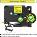 NineLeaf 2 Roll Black on Yellow Heat Shrink Tubes Label Tape Compatible for Brother HSe-621 HSe621 HS621 HS-621 for P-Touch PT1180 PTD200 PT1090 Label Maker - 8.8mm (0.34inch) x 1.5m (4.92ft)