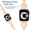 Ygtiecs Compatible with Apple Watch Band Series 7 41mm 40mm 38mm, Easy Adjustable Bracelet for Women, Bling Shiny Diamond on Moon, Dressy Replacement for Series 7 6 5 4 3 2 1 SE -iWatch Band Rose Gold