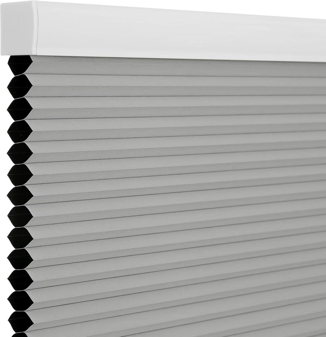 Changshade Blackout Blinds, Cordless Cellular Shades, Honeycomb Blackout Shades, Room Darkening Blinds, Pull Down Window Shades, Easy to Install Honeycomb Window Blinds, 44" W x 72" H, Grey