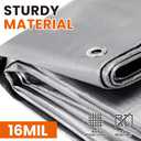 16x20 FT Tarp Waterproof, 16 Mil Tarps Heavy Duty Waterproof Multipurpose Protective Cover UV Resistant Rip & Tear Resistant with Grommets Reversible for Home Boats Cars Camping