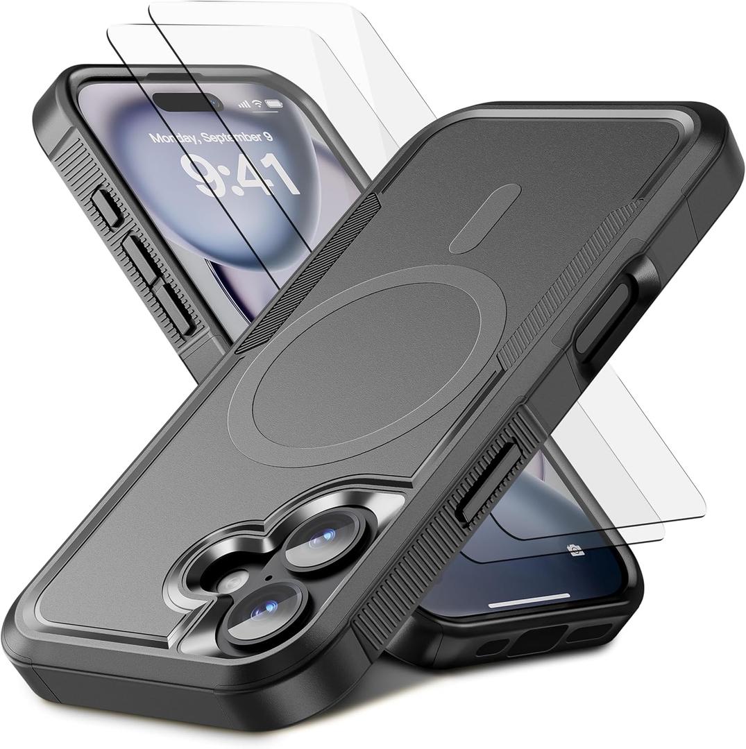 Magnetic for iPhone 17 Case [Compatible with MagSafe] [Shockproof] [Heavy Duty Protection] Pocket-Friendly & Tough Non-Slip Protective Phone Cover for iPhone17 6.3", Black