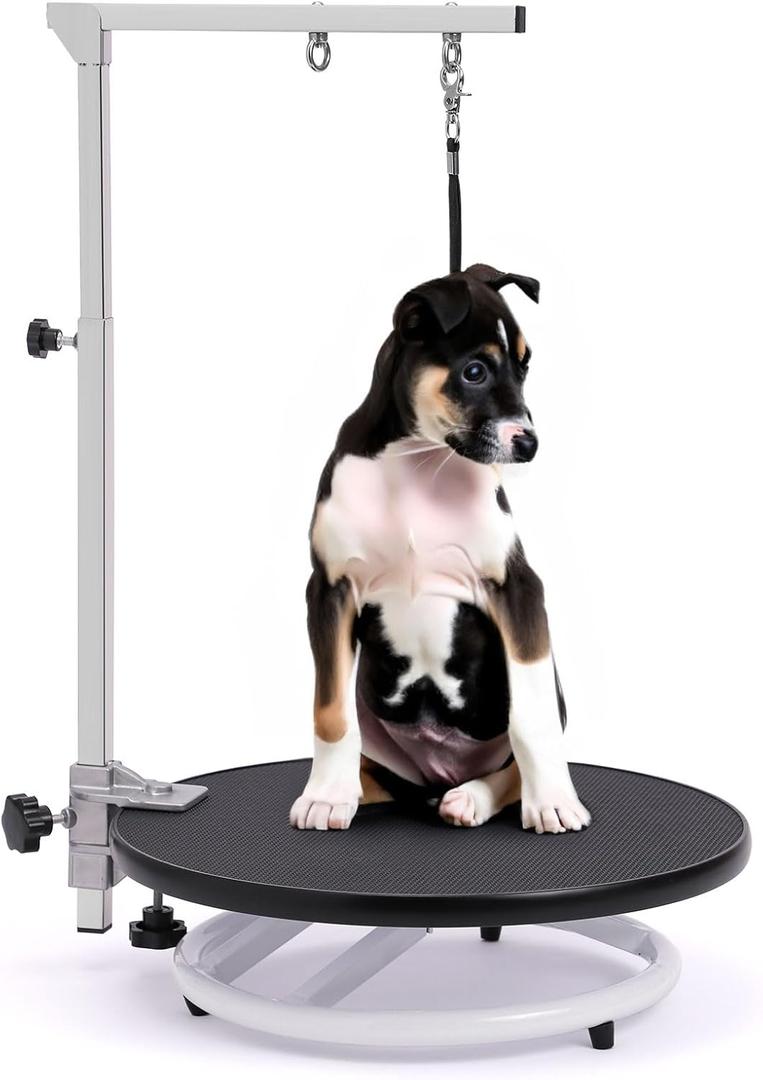 Dog Grooming Table for Dogs at-Home - 360 Rotating Medium Small Dog Grooming Table Adjustable Grooming Arm Includes Grooming Arm, Loop Noose (black)