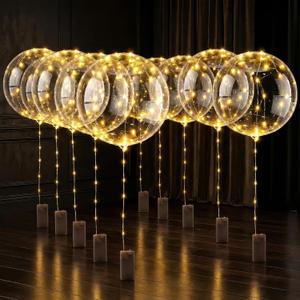 10 Pcs LED Balloons Light Up Balloons for Parties  Clear 18" Balloon with Gold String Lights & Individual Switch  Light Up Graduation Decorations for Indoor & Outdoor Events, Batteries Not Included