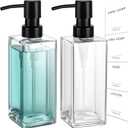 GMISUN Glass Soap Dispenser with Stainless Steel Pump, Clear Hand Soap Dispenser for Bathroom, 12 fl oz/350ml Hand and Dish Soap Dispensers Set for Kitchen, Refillable Liquid Soap and Lotion Bottle