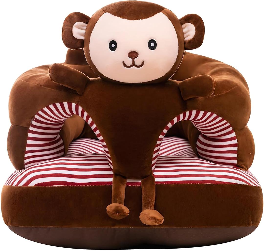 Baby Support Seat, Cute Baby Sofa Chair for Sitting Up, Comfy Plush Infant Seats (Monkey,W17.5 x H17.5)