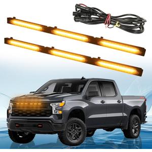 LED Front Grille Lights Fits for 2022-2025 Silverado 1500 WT Custom Trail Boss Custom Grill Lights Front Bumper Light for Silverado 1500 Accessories 84692656 (Amber)