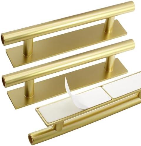 Opfiue 8 PCS Self-Stick Push Pull Helper ABS Plastic Handle, Wardrobe Handles Instant for Furniture/Cabinet/Drawer (Gold)