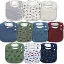 Hakochia Waterproof Baby Bibs Organic Cotton Super Soft and Absorbent With Adjustable Snap for Baby Boys and Girls (Multicolor Print-03)