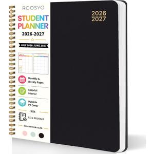 Student Planner 2026-2027, 8.3" x 10.9", Black Spiral Bound Student Organizer, Jul. 2026 - Jun. 2027, Color Interior Weekly Monthly Academic Planner