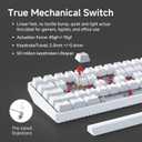 TMKB 60% Mechanical Gaming Keyboard, Red Linear Switch, LED Backlight, Anti-Ghosting, Detachable USB-C, Double-Shot Keycaps, 61 Keys, Wired, White