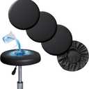 Shukii Stool Covers Round 2 Pack Bar Stool Covers Watedrproof PU Stool Slipcover with Elastic Stool Cushion Round Bar Stool Seat Covers for Bar Round Chair (XL (16"-18") 2 Counts, Black)