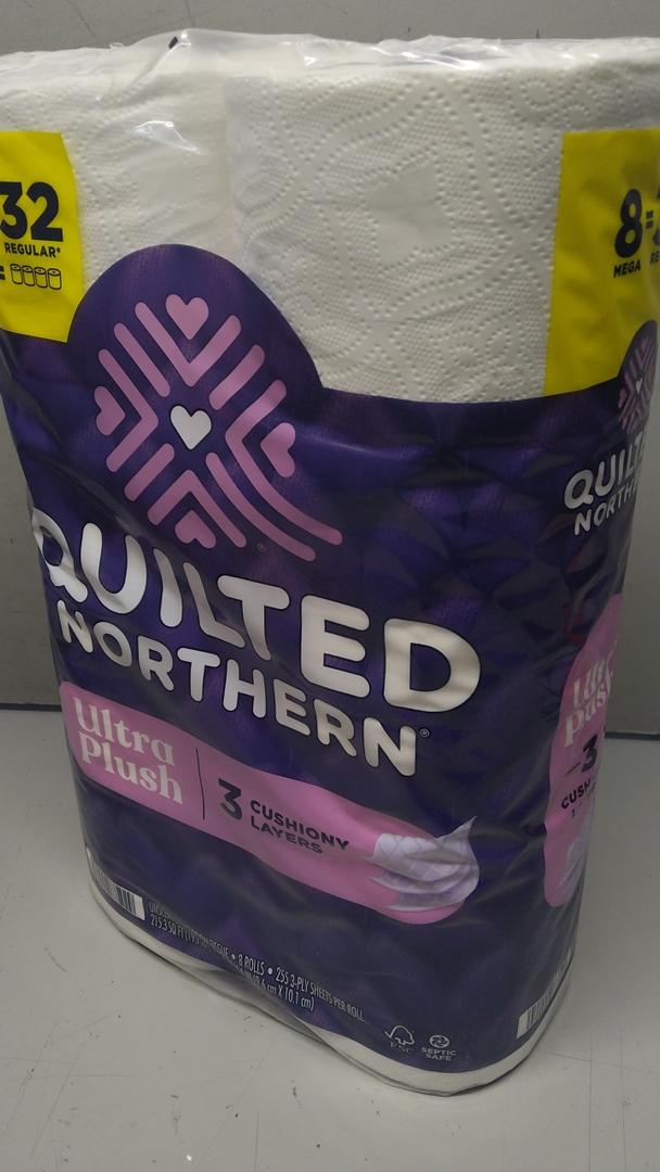 Quilted Northern Ultra Plush Toilet Paper, 8 Super Mega Rolls = 32 Regular Rolls, 3X Thicker*, 3 Ply Soft Toilet Tissue 