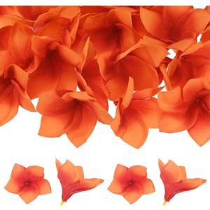 30-Pack Artificial Plumeria Flowers, Fake Silk Heads Flower Hawaiian Plumeria Petal for DIY Crafts/Dress/Wedding/Party Decoration [Orange, 3.9"/ 10cm]
