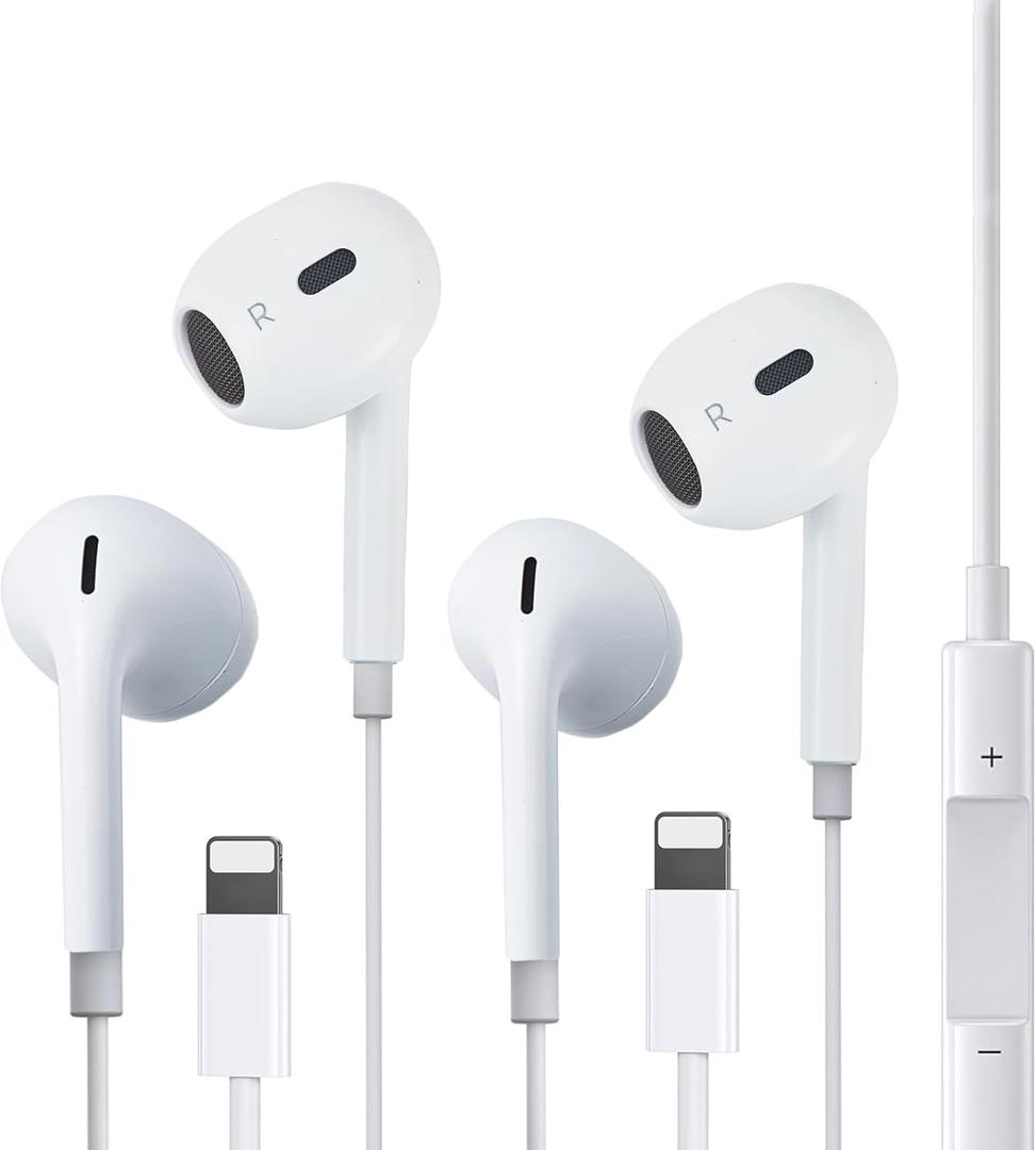 2 Pack Wired Headphones for iPhone,Earbuds Earphones Built-in Microphone & Volume Control,Compatible with iPhone 14/13/12/11/XR/XS/X/8/7/Pro/Pro Max