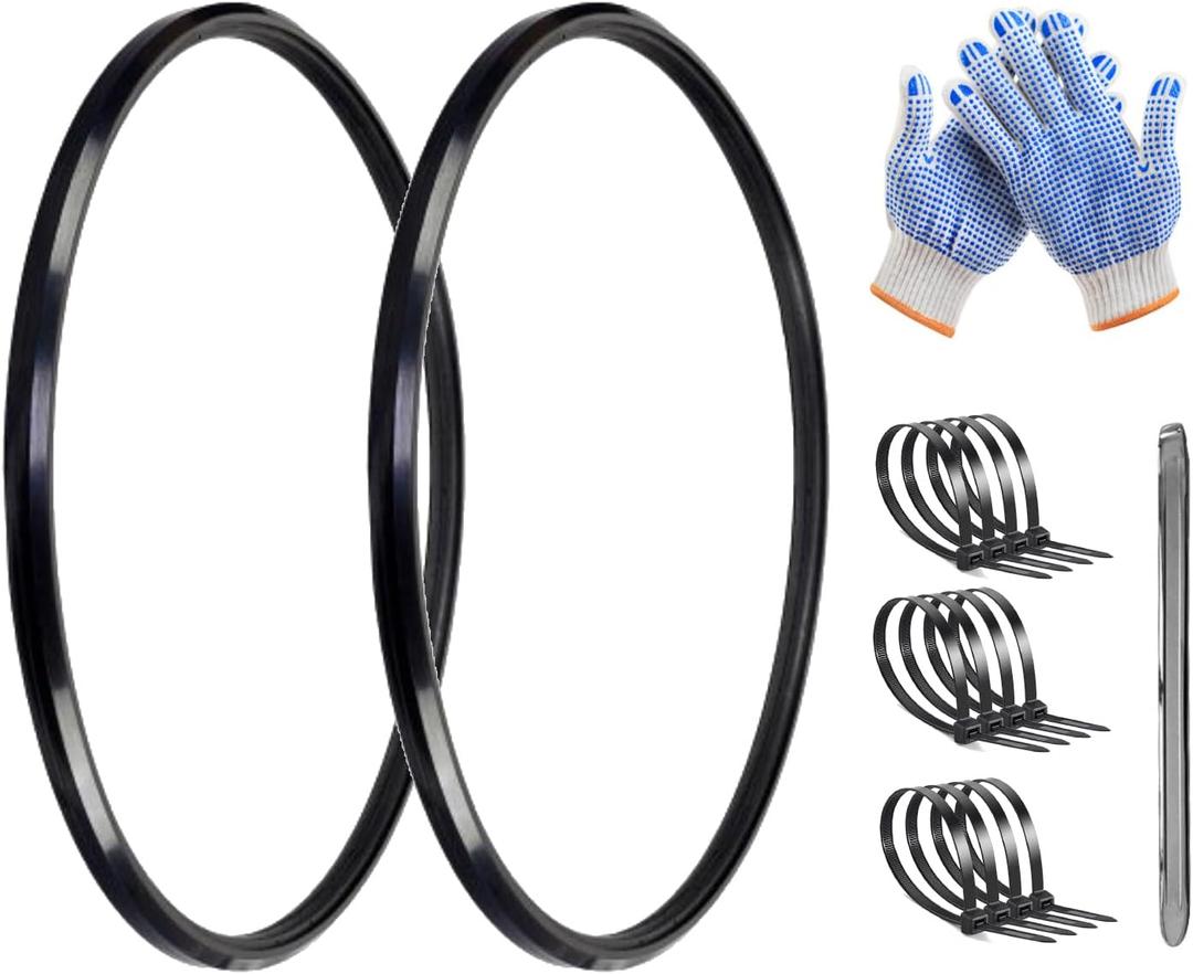 Wheelchair Tires 24”x1”,Wheelchair Rear Wheel Replacement Tire, Universal Flat Free Polyurethane Tire, Urethane Foam, Pyramid Shape, W/Tools and Ties, Universal Replacement 24"tire Parts(1Pir, Black)