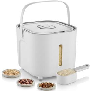 Food Storage Container with Lid, 11lbs Airtight Food Storage Bin for Rice, Cereal, Flour & Pet Food, BPA-Free Moisture-Proof Kitchen Storage Container, White