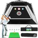 Golf Net, Easy POP UP Golf Practice Hitting Nets with Turf Mat, Easy to Install 10x7.5FT All in 1 Hitting Aid Backyard Driving Chipping Swing Training, Idea Gifts for Men