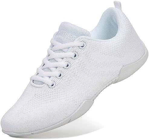 FUQIAO Girls White Cheerleading Shoes Lightweight Competition Sneakers Women Indoor Cheer Dance, White, Shoe 36